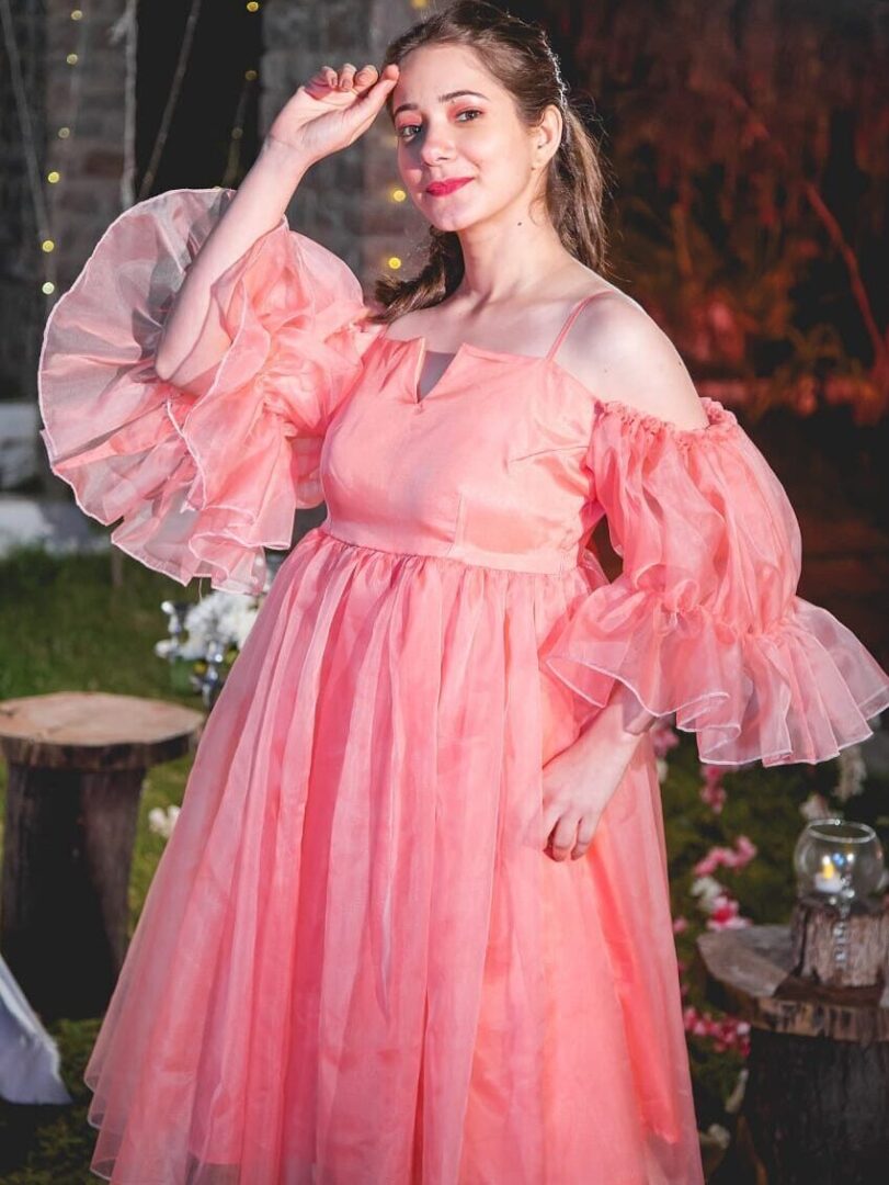 Baby Pink Organza Party Dress