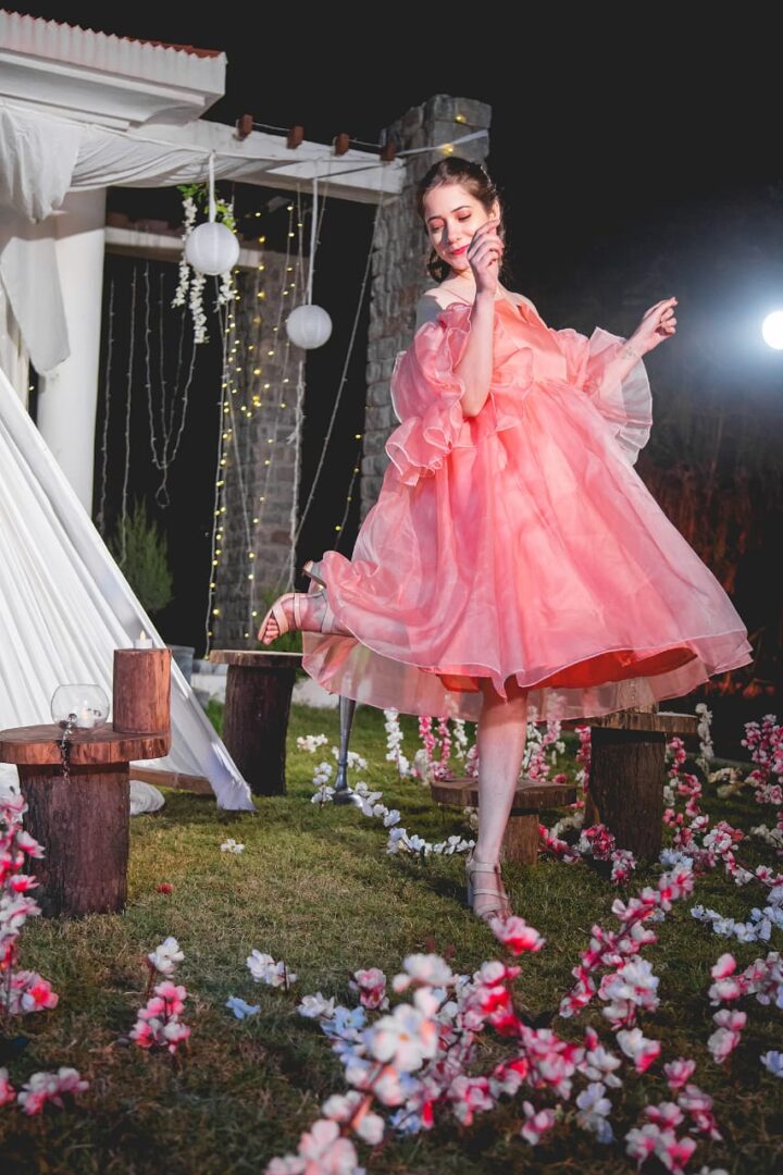 Baby Pink Organza Party Dress