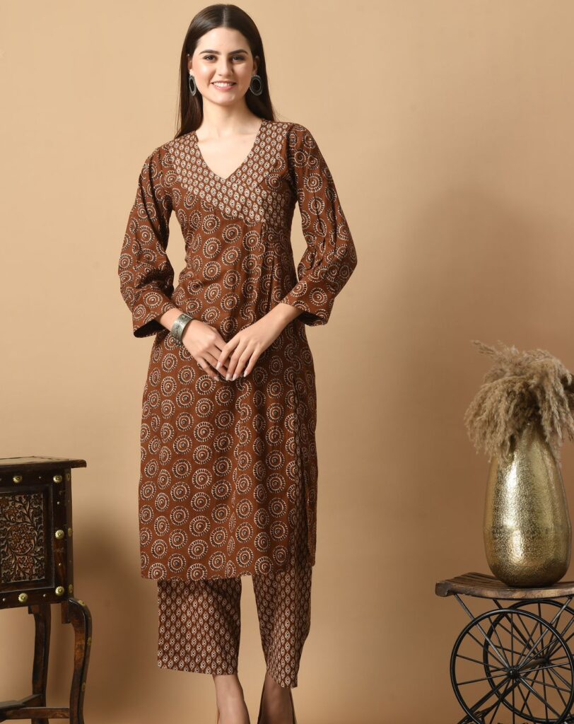 BPT Designer Cotton Kurti Pant Set with Pocket