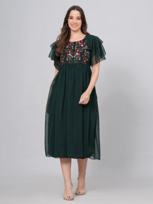 Embroidery Green Long Dresses 1