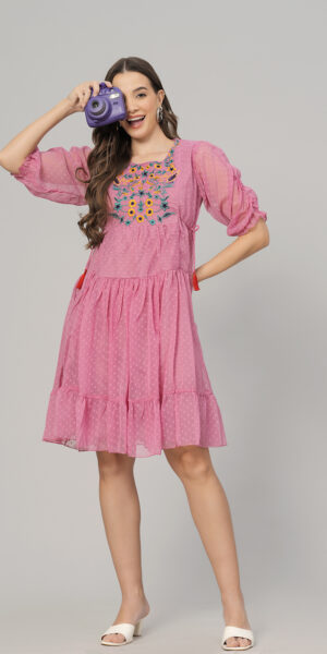 Pink Embroidery Dress