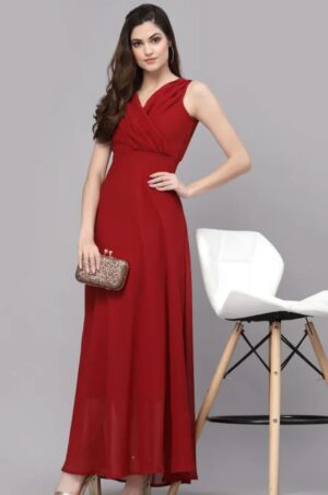 Maroon Long Dress For Womens