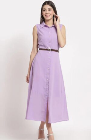 Lavender Dress for Womens With Belt