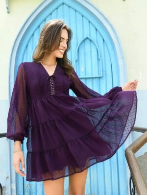 Purple Short Dress For Womens