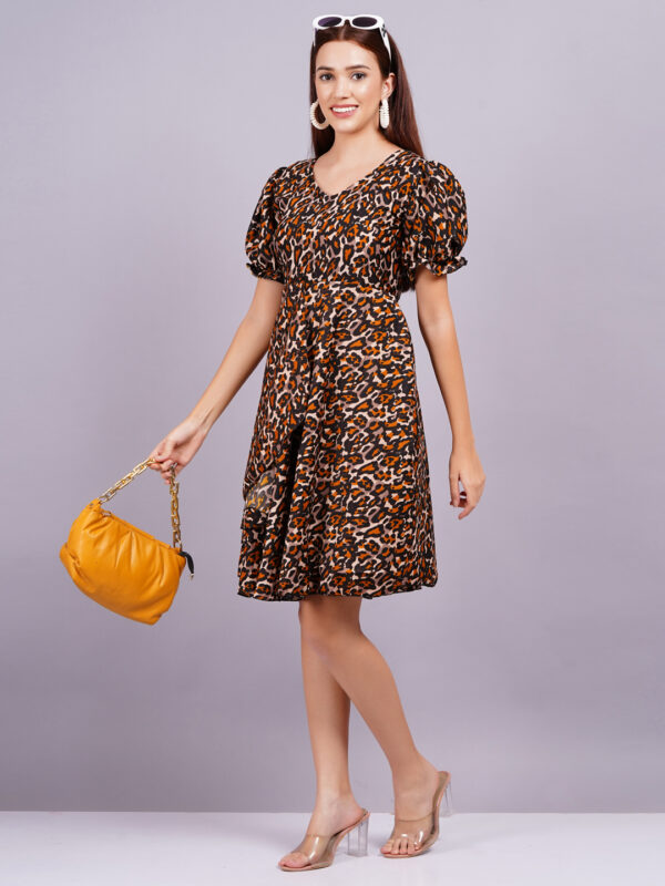 Tiger Print Stylish Dress For Womens